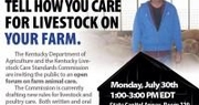 Kentucky Livestock Care Commission open forum happens July 30th